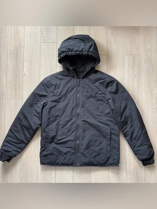 Frank & Oak Men's Skyline Reversible Hooded Quilted Black Puffer Jacket - Picture 4 of 16